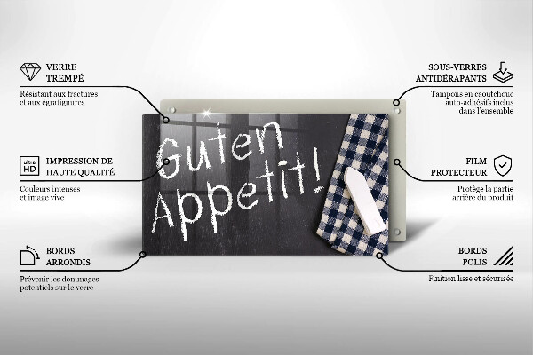 Tábua de cortar alimentos A inscrição Guten Appetit!