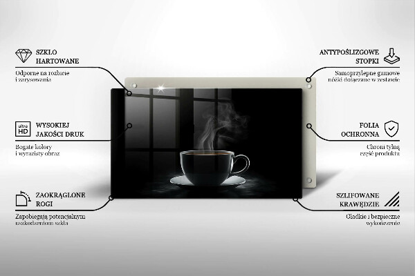 Tábua para corte Uma xícara de café quente