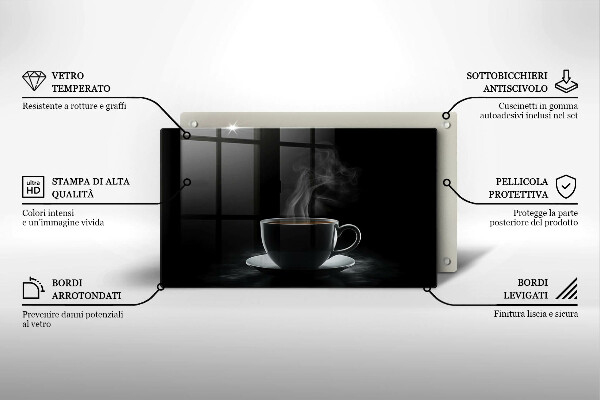 Tábua para corte Uma xícara de café quente