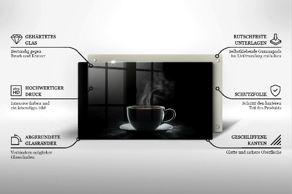 Tábua para corte Uma xícara de café quente