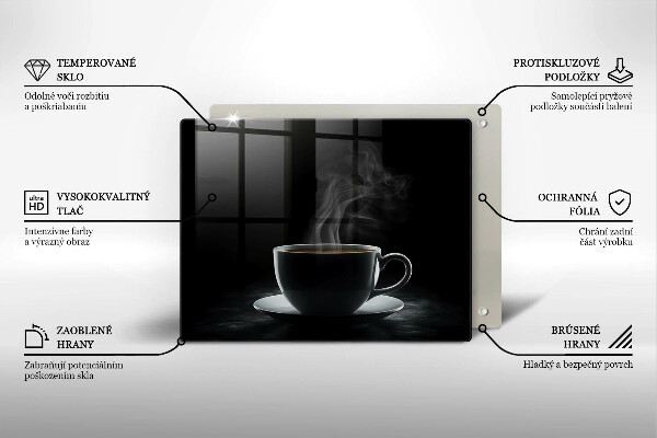 Tábua para corte Uma xícara de café quente