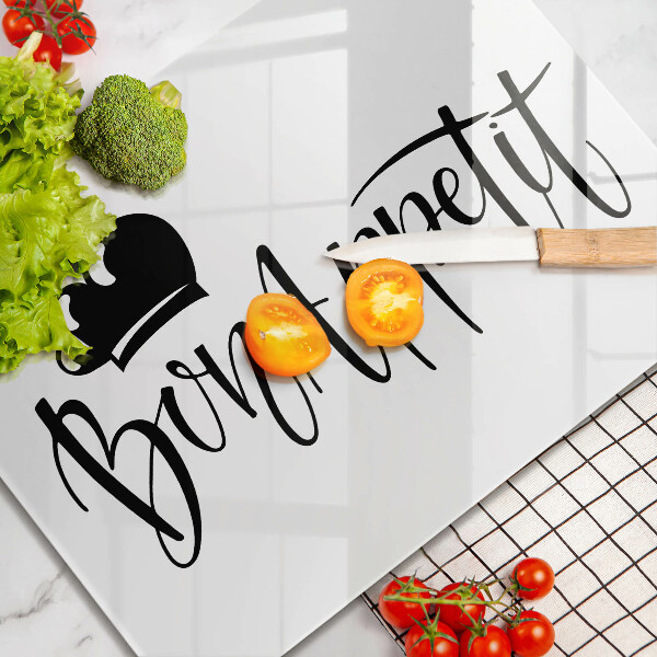 Tábua de cortar alimentos A inscrição Bon Appetit