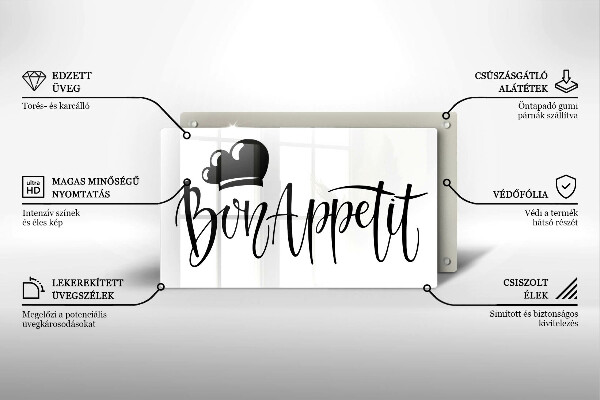 Tábua de cortar alimentos A inscrição Bon Appetit