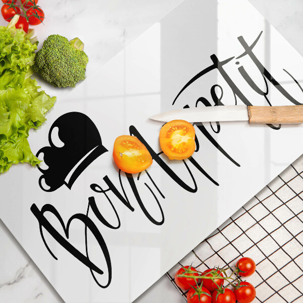 Tábua de cortar alimentos A inscrição Bon Appetit
