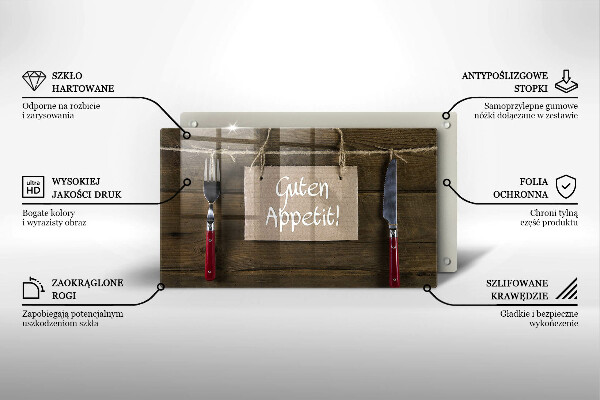 Tábua de cortar alimentos Placa Guten Apetit nos painéis