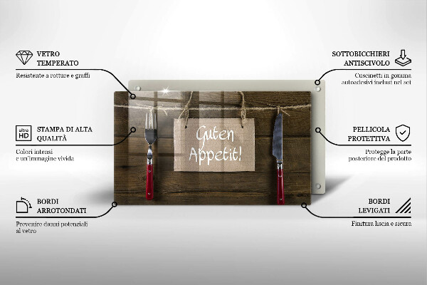 Tábua de cortar alimentos Placa Guten Apetit nos painéis