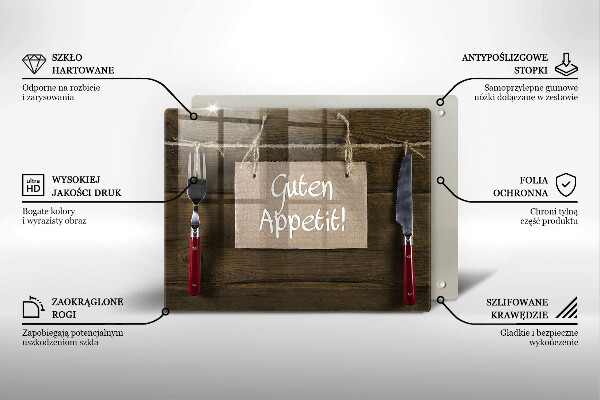 Tábua de cortar alimentos Placa Guten Apetit nos painéis