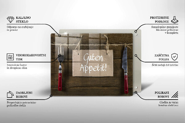 Tábua de cortar alimentos Placa Guten Apetit nos painéis