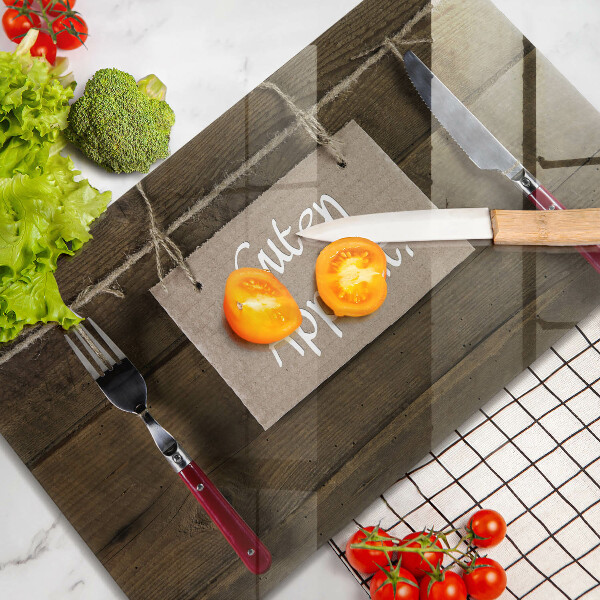 Tábua de cortar alimentos Placa Guten Apetit nos painéis