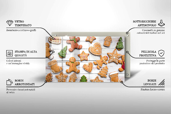 Tábua de vidro Biscoito de gengibre de Natal