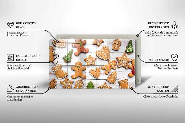 Tábua de vidro Biscoito de gengibre de Natal