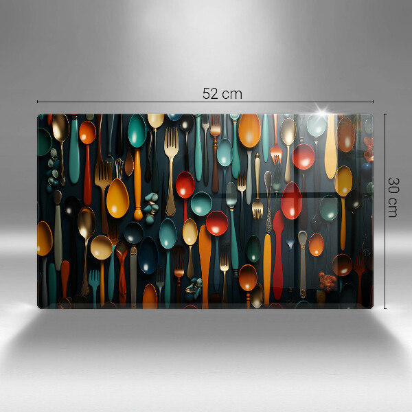 Tábua de cortar alimentos Colheres e garfos coloridos