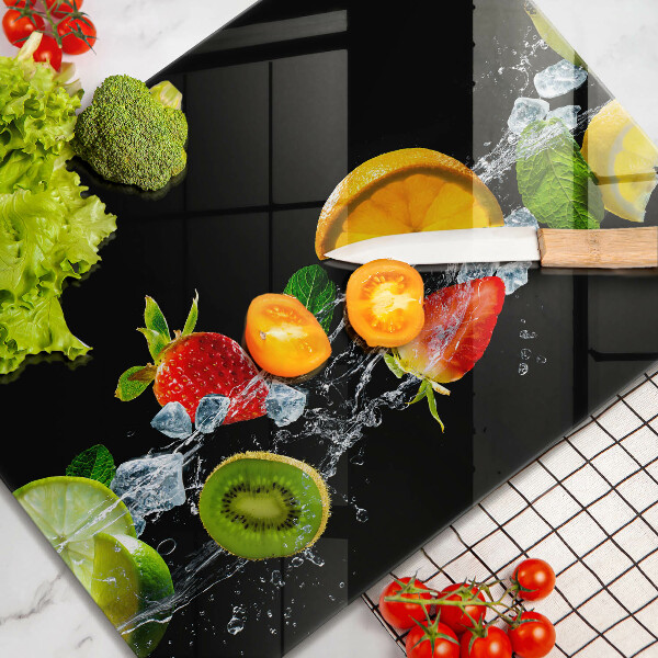 Tábua de cortar de vidro Fruta na água