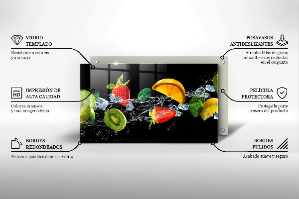 Tábua de cortar de vidro Fruta na água