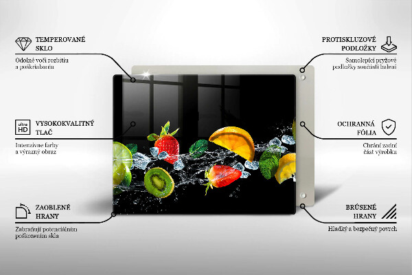 Tábua de cortar de vidro Fruta na água