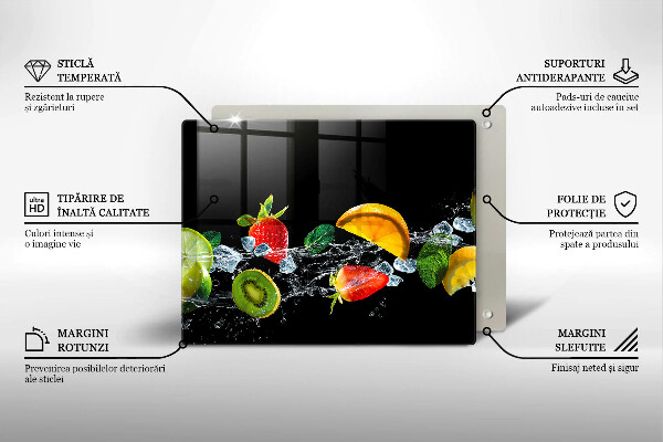 Tábua de cortar de vidro Fruta na água