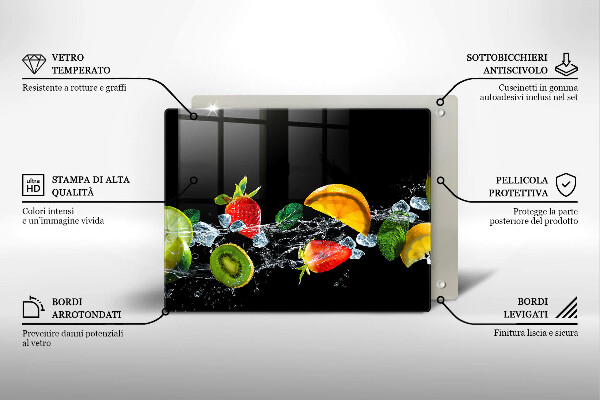 Tábua de cortar de vidro Fruta na água