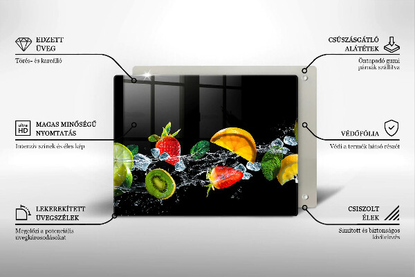 Tábua de cortar de vidro Fruta na água