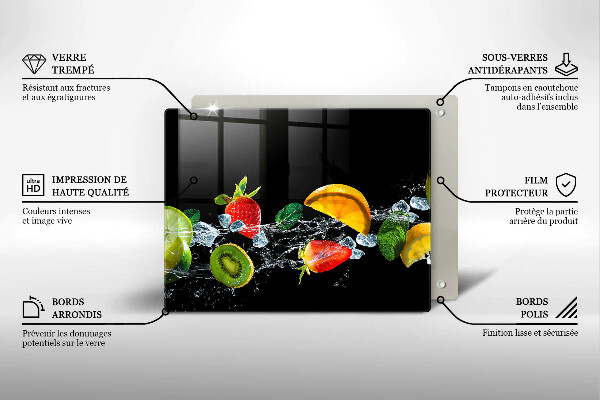 Tábua de cortar de vidro Fruta na água