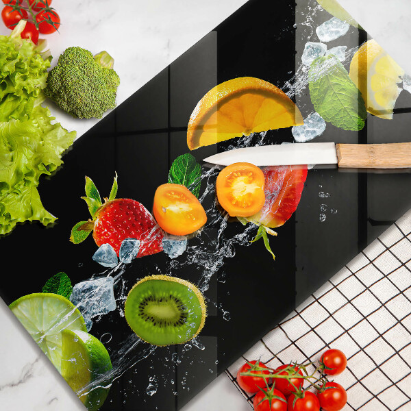 Tábua de cortar de vidro Fruta na água