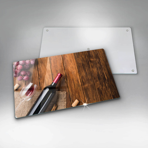 Tábua de corte Uma garrafa de vinho tinto