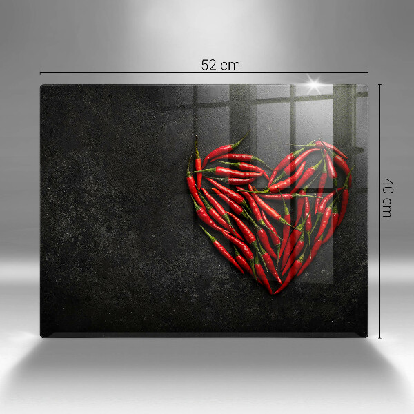 Tábua de cortar de vidro Coração de pimenta
