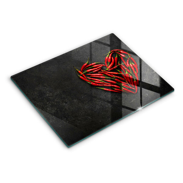 Tábua de cortar de vidro Coração de pimenta