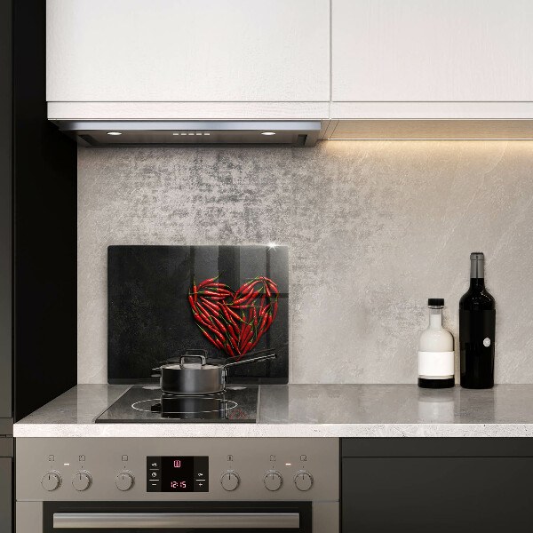 Tábua de cortar de vidro Coração de pimenta