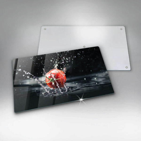 Tábua de corte de vidro Tomate na água