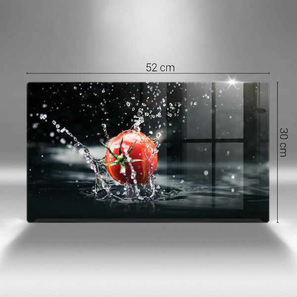 Tábua de corte de vidro Tomate na água