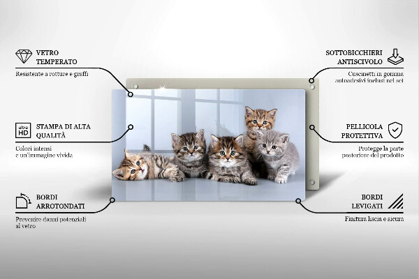 Tábua de corte de vidro Gatinhos fofos