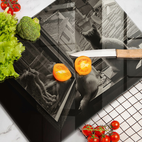 Tábua de corte Cidade dos gatos e janela