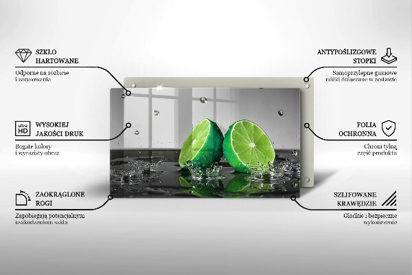 Tábua de cortar alimentos Limões suculentos e água