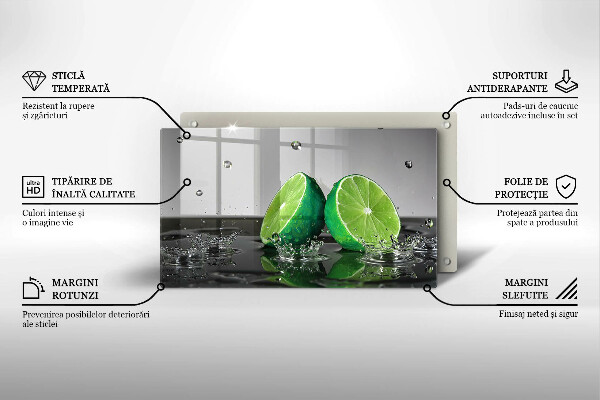 Tábua de cortar alimentos Limões suculentos e água