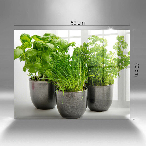 Tábua de cortar de vidro Vasos com ervas