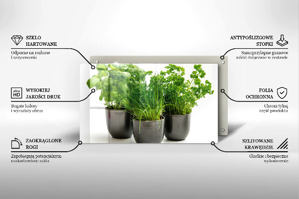 Tábua de cortar de vidro Vasos com ervas