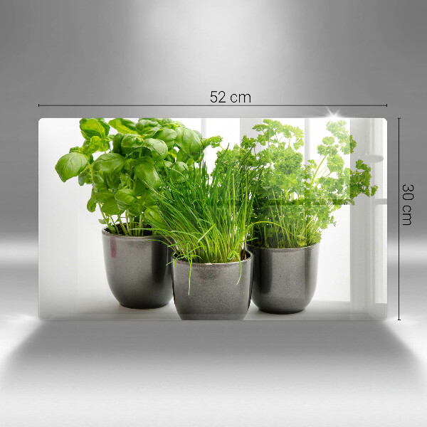 Tábua de cortar de vidro Vasos com ervas