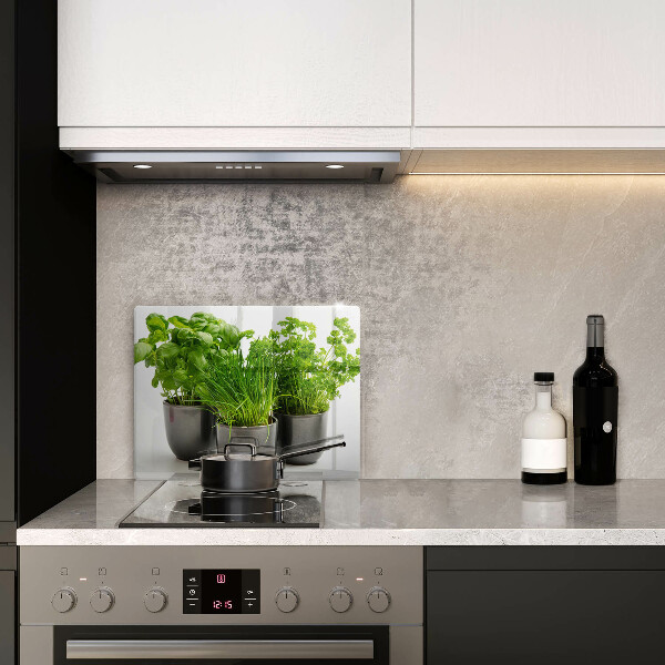 Tábua de cortar de vidro Vasos com ervas