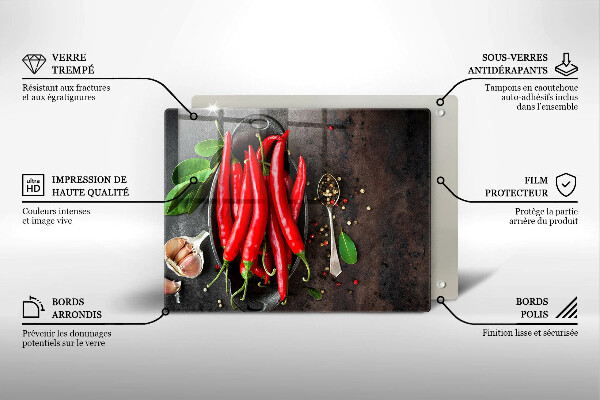 Tábua de corte de vidro Pimentas vermelhas