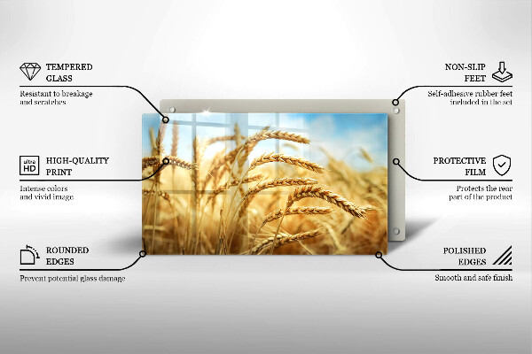 Tábua de cortar de vidro Espigas de grãos no campo