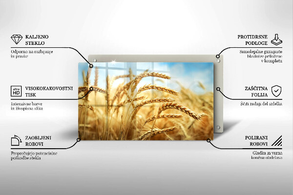 Tábua de cortar de vidro Espigas de grãos no campo