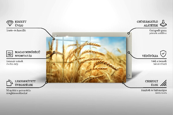 Tábua de cortar de vidro Espigas de grãos no campo