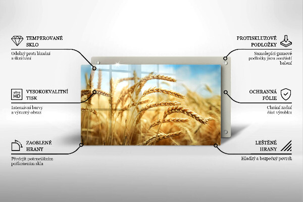 Tábua de cortar de vidro Espigas de grãos no campo