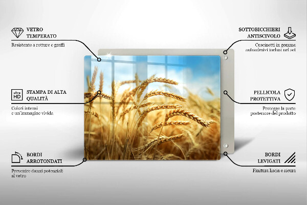 Tábua de cortar de vidro Espigas de grãos no campo