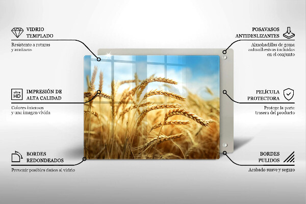 Tábua de cortar de vidro Espigas de grãos no campo
