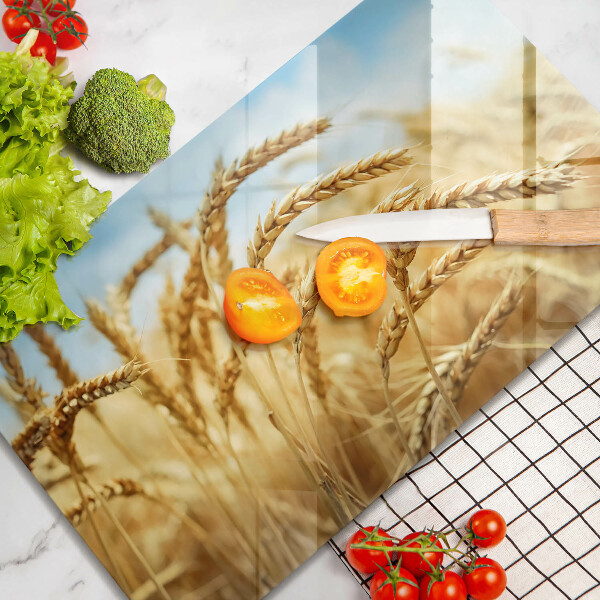 Tábua de cortar de vidro Espigas de grãos no campo