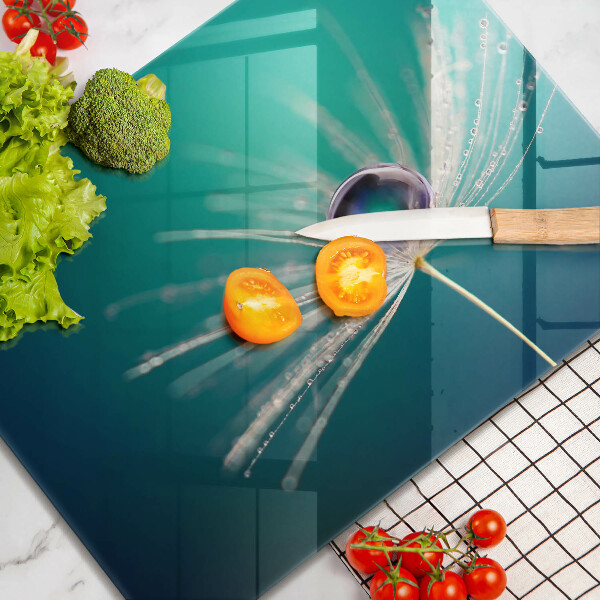 Tábua de cortar de vidro Orvalho em um dente-de-leão