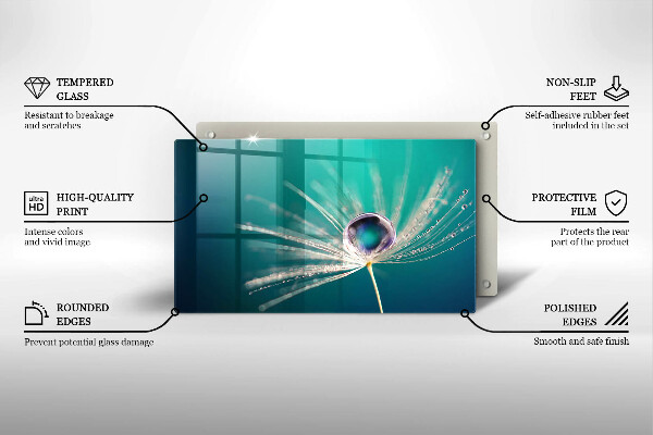 Tábua de cortar de vidro Orvalho em um dente-de-leão