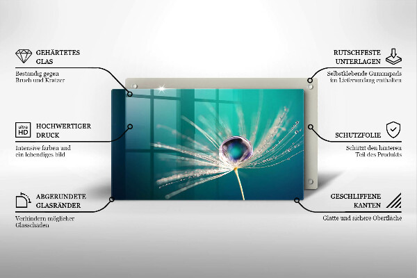 Tábua de cortar de vidro Orvalho em um dente-de-leão