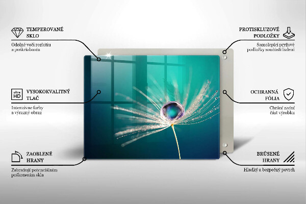 Tábua de cortar de vidro Orvalho em um dente-de-leão